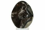 Septarian Dragon Egg Geode - Sparkly Black Crystals #329498-2